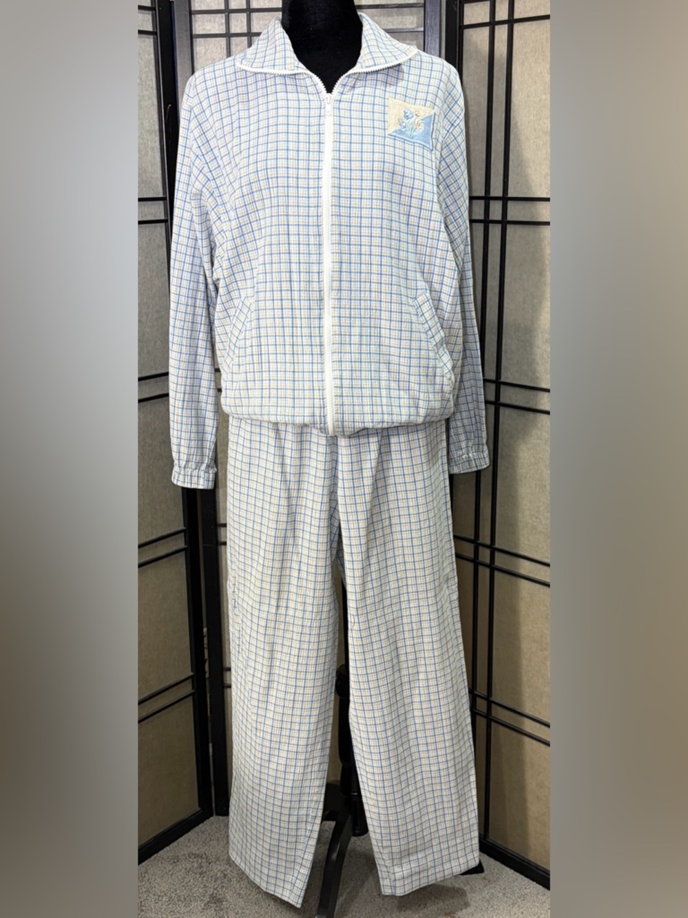 Koret City Blues VINTAGE women's SZ M Leisure Suit Set Plaid Granny Vibe 2 Piece